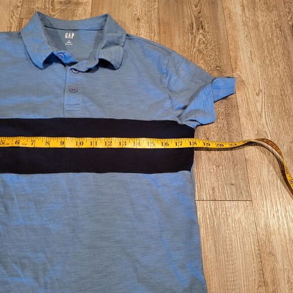 GAP Lived In Slub Cotton Knit Polo Blue and Navy Mens Size Small - Picture 5 of 7